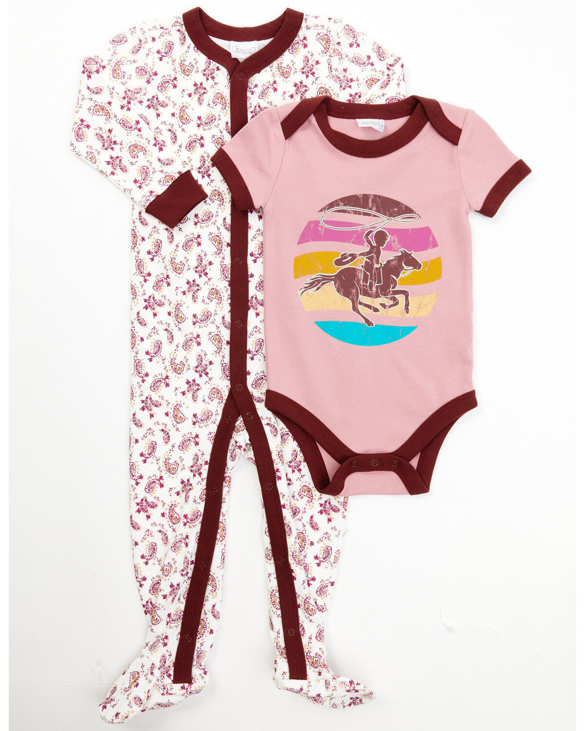Shyanne Infant Girls' Rodeo Horse & Floral Paisley Sleep Set - 2-Piece, Ivory, hi-res