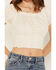 Image #3 - Cleo + Wolf Women's Knit Eyelet Smocked Crop Top, Cream, hi-res