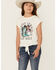 Image #1 - Rock & Roll Denim Girls' Long Live Short Sleeve Graphic Tee , Cream, hi-res