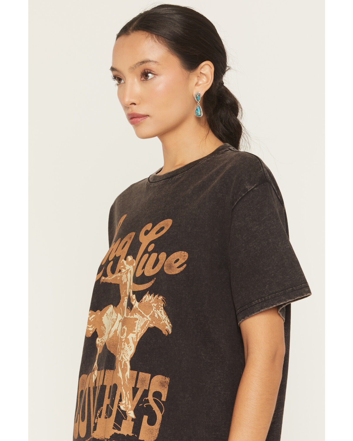 Image #2 - Wrangler Retro Women's Long Live Cowboys Short Sleeve Graphic Tee, Black, hi-res