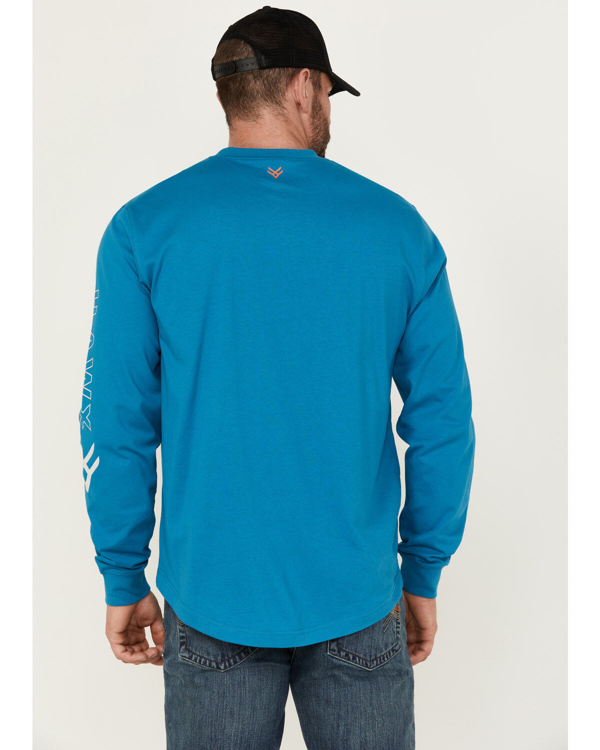 Image #4 - Hawx Men's Long Sleeve Knit Solid Logo Long Sleeve Work T-Shirt - Tall, Teal, hi-res