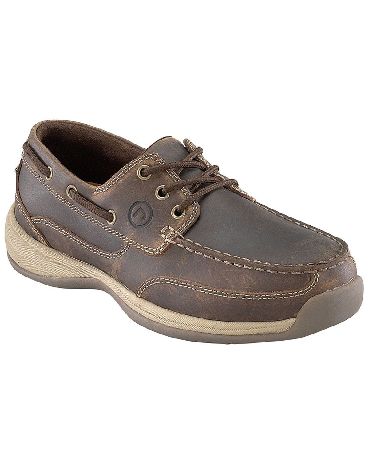 Image #1 - Rockport Works Women's Sailing Club Boat Shoes - Steel Toe, Brown, hi-res