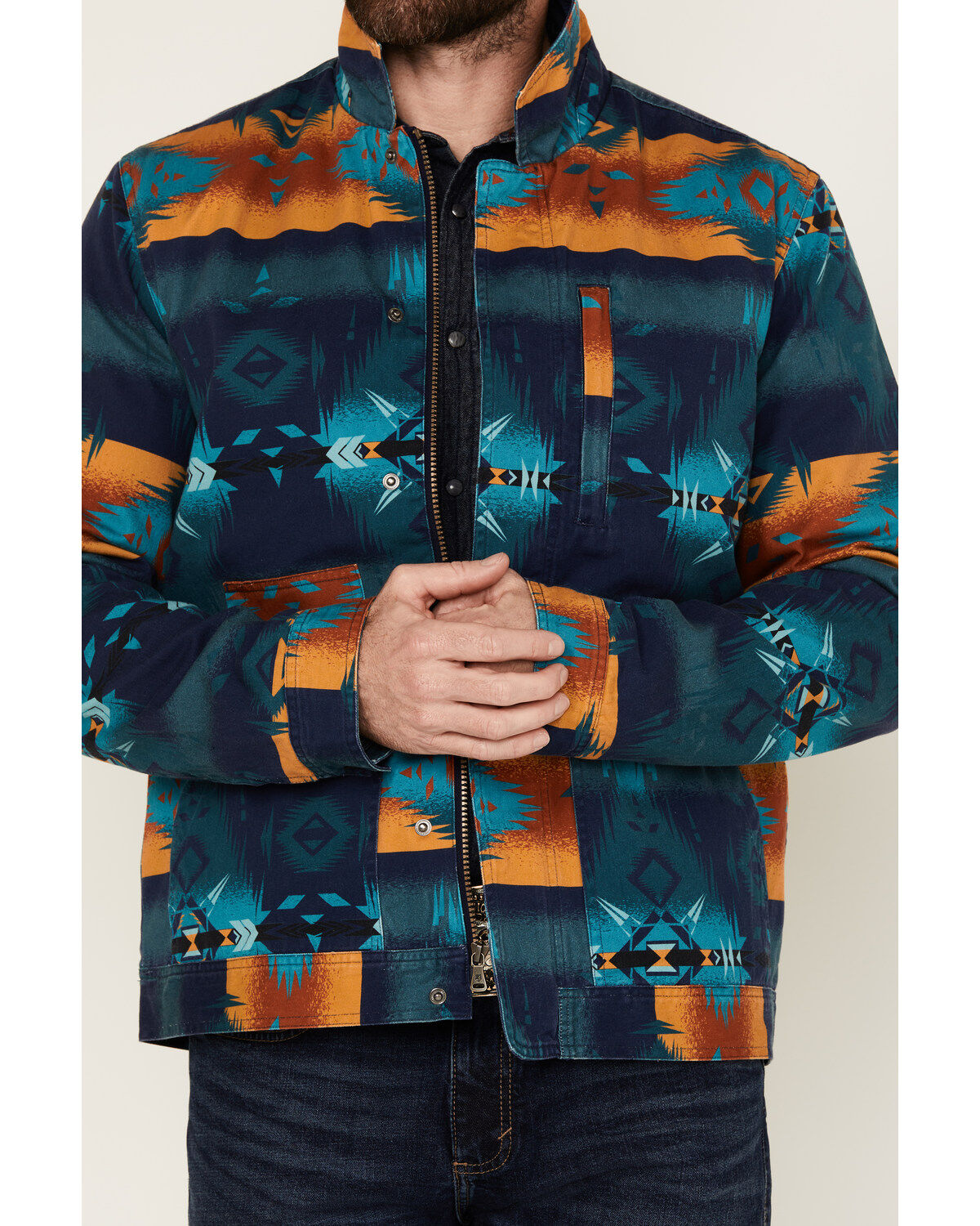 Image #3 - RANK 45&reg; Men's Twill Southwestern Print Jacket, Dark Blue, hi-res