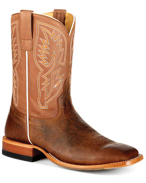 Image #1 - Horse Power Men's Distressed Bison Western Boots - Square Toe , Brown, hi-res