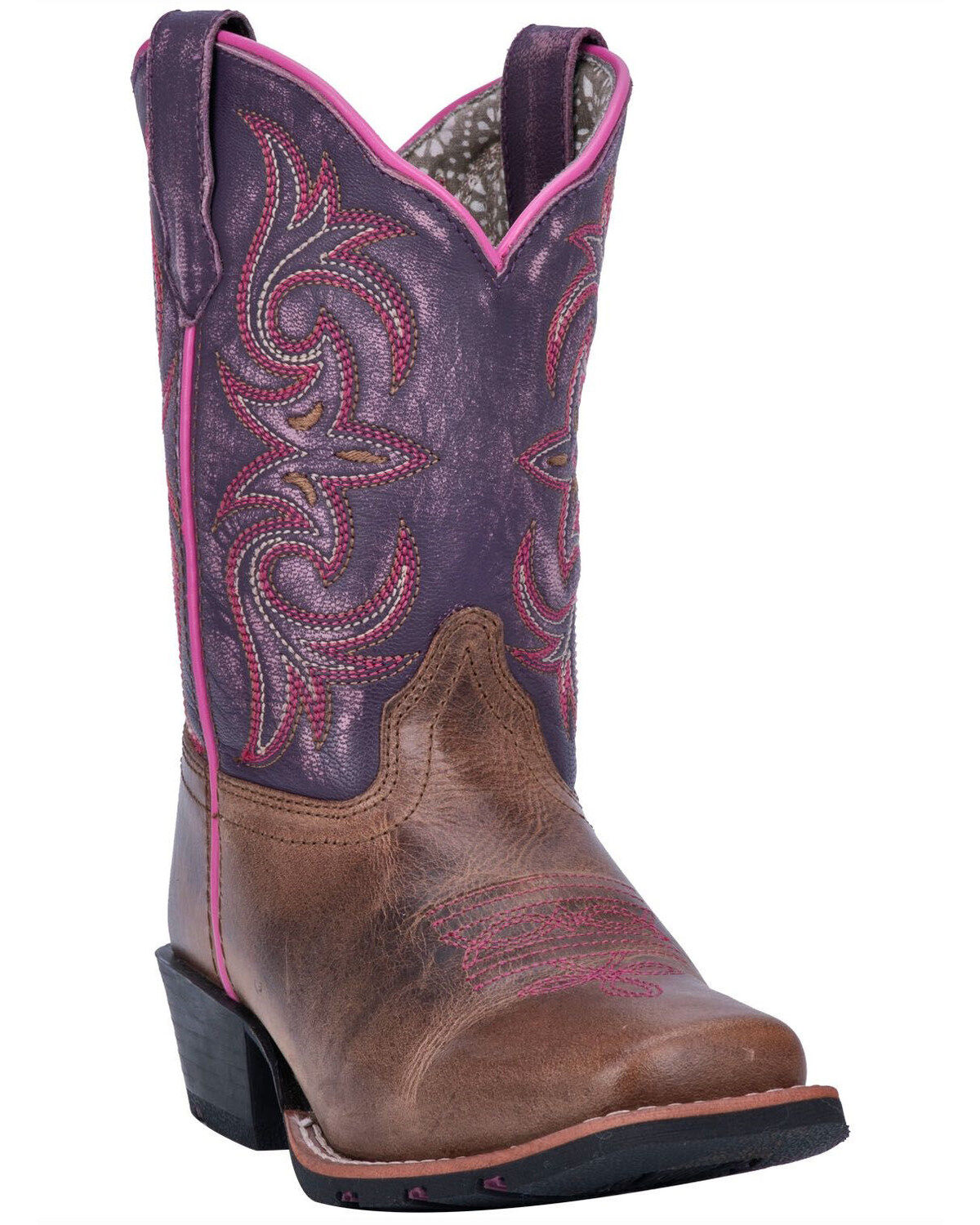 Dan Post Girls' Majesty Western Boots - Square Toe, Brown, hi-res