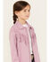 Image #2 - Shyanne Girls' Faux Suede Fringe Jacket , Lavender, hi-res