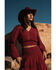 Image #2 - Shyanne Women's Embroidered Smocked Long Sleeve Shirt, Burgundy, hi-res