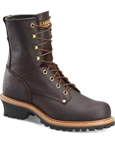 Image #1 - Carolina Men's Logger 8" Work Boots, Brown, hi-res