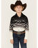 Image #1 - Rock & Roll Denim Boys' Dale Brisby Border Print Long Sleeve Snap Stretch Western Shirt , Black, hi-res