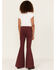 Image #3 - Shyanne Girls' Super Flare Raw Hem Jeans, Burgundy, hi-res