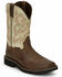 Image #1 - Justin Men's Driller Western Work Boots - Steel Toe, Dark Brown, hi-res