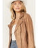 Image #2 - Cripple Creek Women's Asymmetric Front Studded Back Leather Jacket , Copper, hi-res