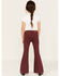 Image #3 - Shyanne Little Girls' Super Flare Raw Hem Jeans, Burgundy, hi-res