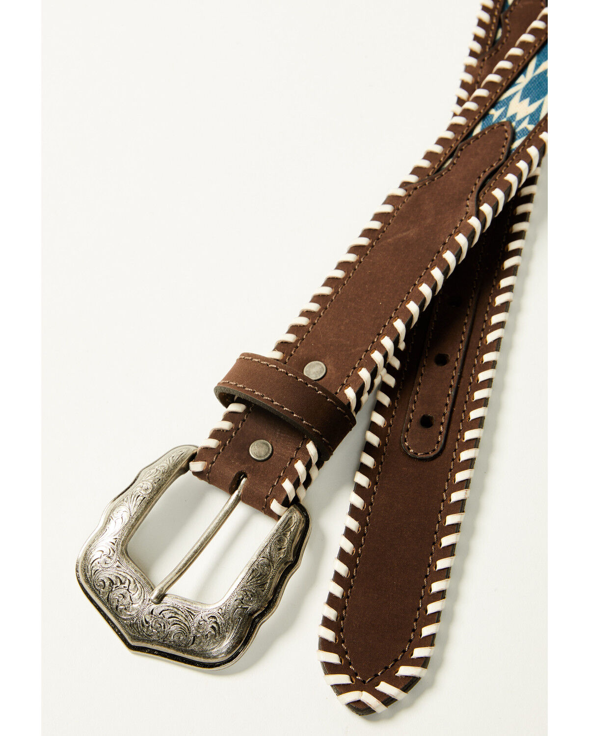 Image #2 - RANK 45&reg; Men's Dallas Southwestern Print Inlay Belt, Brown, hi-res