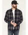 Image #1 - Brothers and Sons Men's Blue Light Plaid Print Long Sleeve Button-Down Flannel Shirt, Navy, hi-res