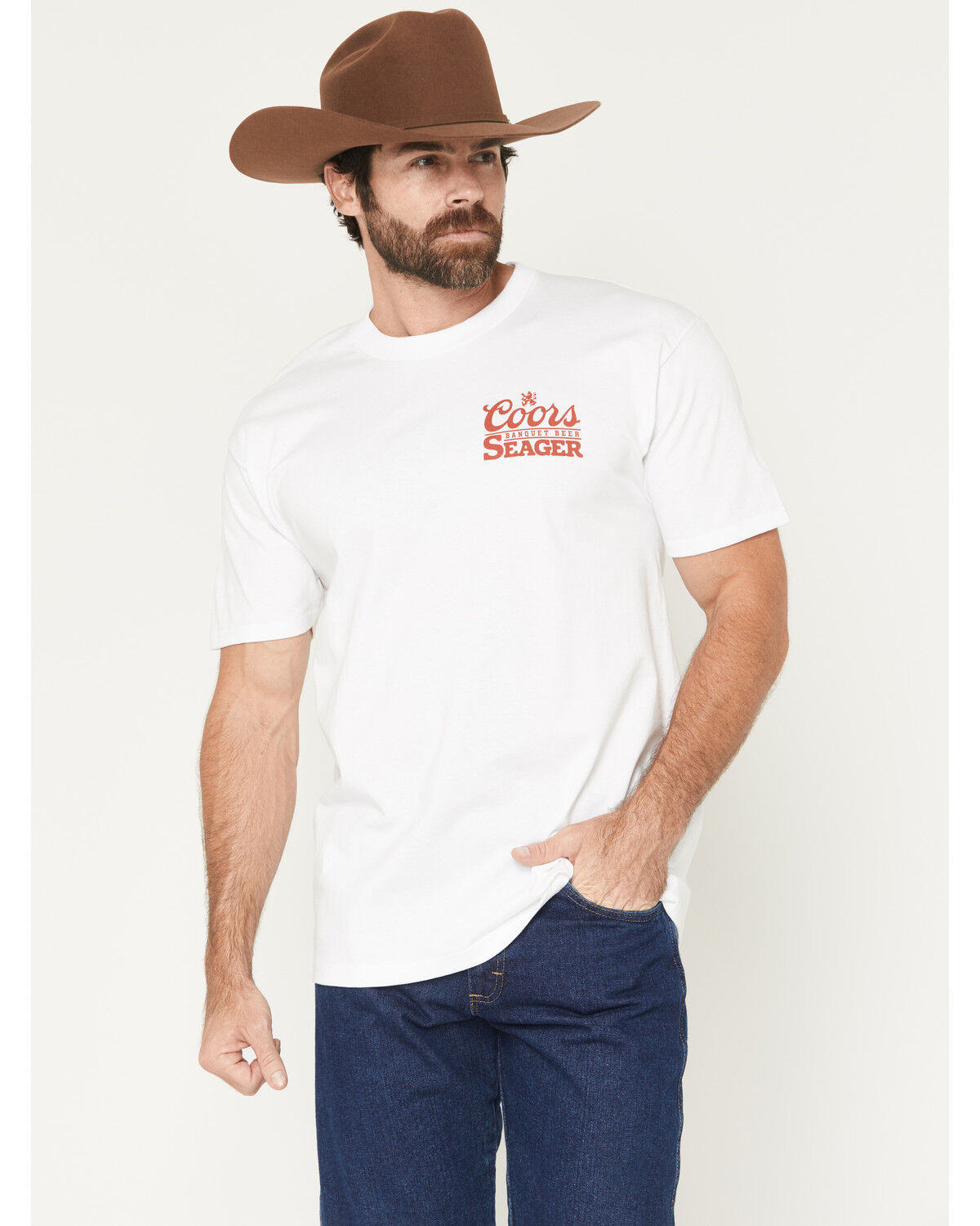 Image #2 - Seager X Coors Banquet Men's Bump Short Sleeve Graphic T-Shirt, White, hi-res