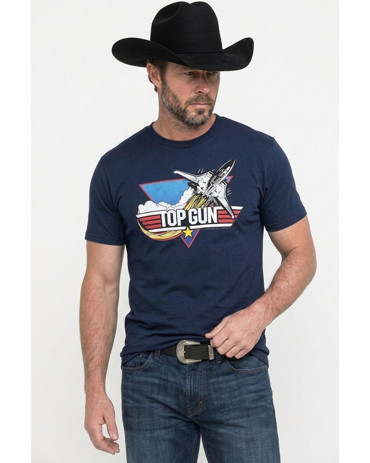 Americana Men's Top Gun Jet Logo Short Sleeve Graphic T-Shirt, Navy, hi-res