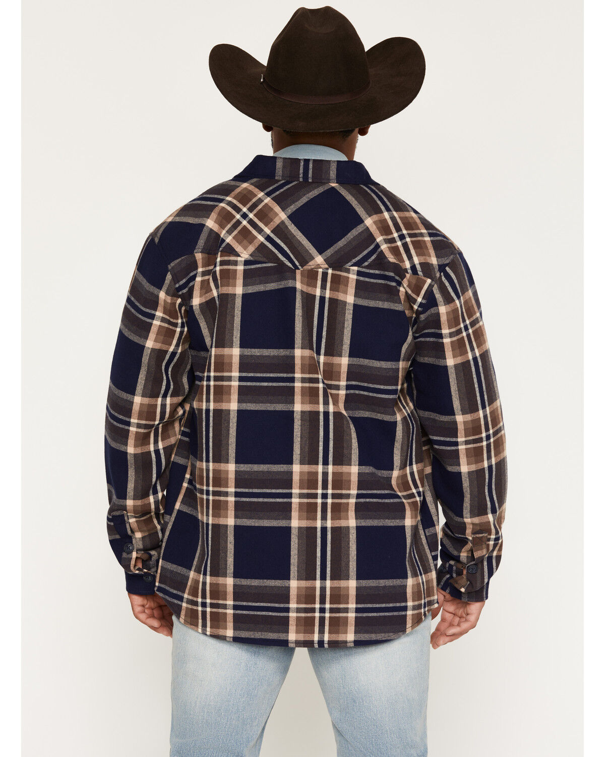 Image #4 - Cody James Men's Trailhead Plaid Print Flannel Fleece Lined Shirt Jacket, Navy, hi-res
