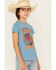 Image #2 - Shyanne Girls' Giddy Up Embellished Short Sleeve Graphic Tee , Blue, hi-res