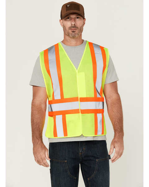 Image #1 - Hawx Men's 2-Tone Mesh Work Vest, Yellow, hi-res