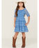 Image #1 - Shyanne Girls' Printed Ruffle Sleeve Dress, Blue, hi-res