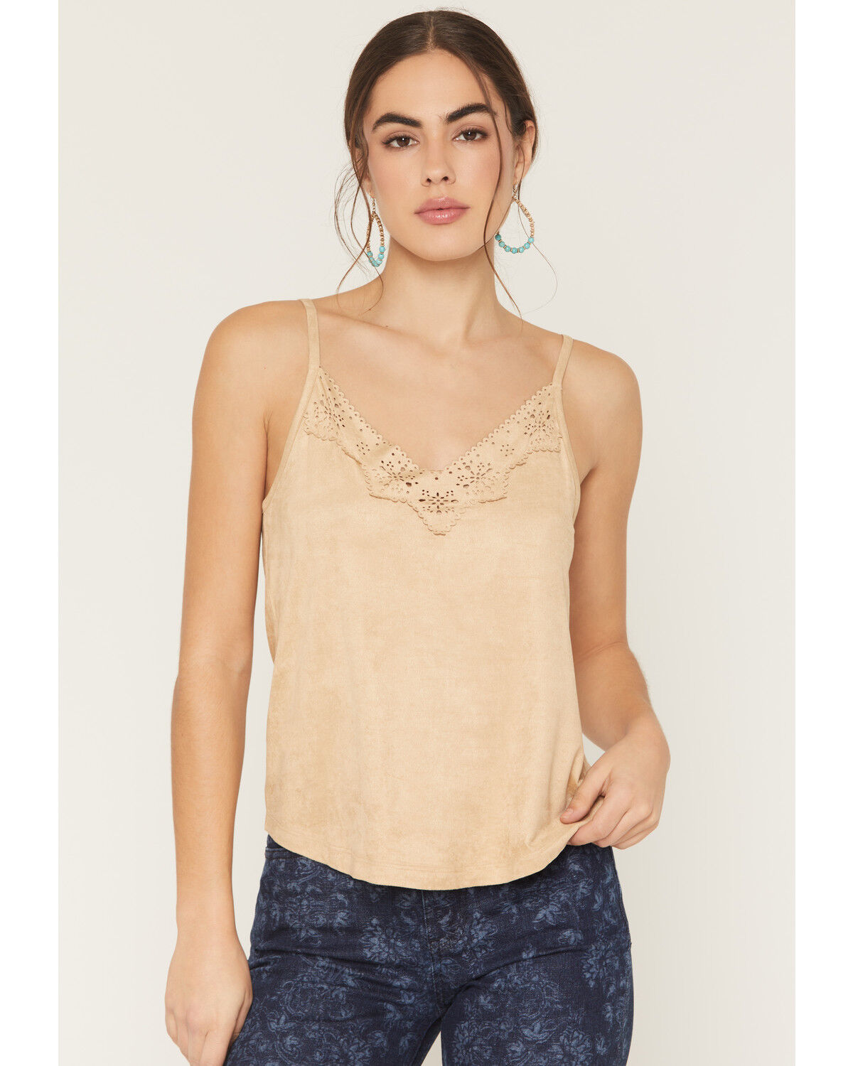 Image #1 - Shyanne Women's Coriander Faux Suede Cami, Khaki, hi-res