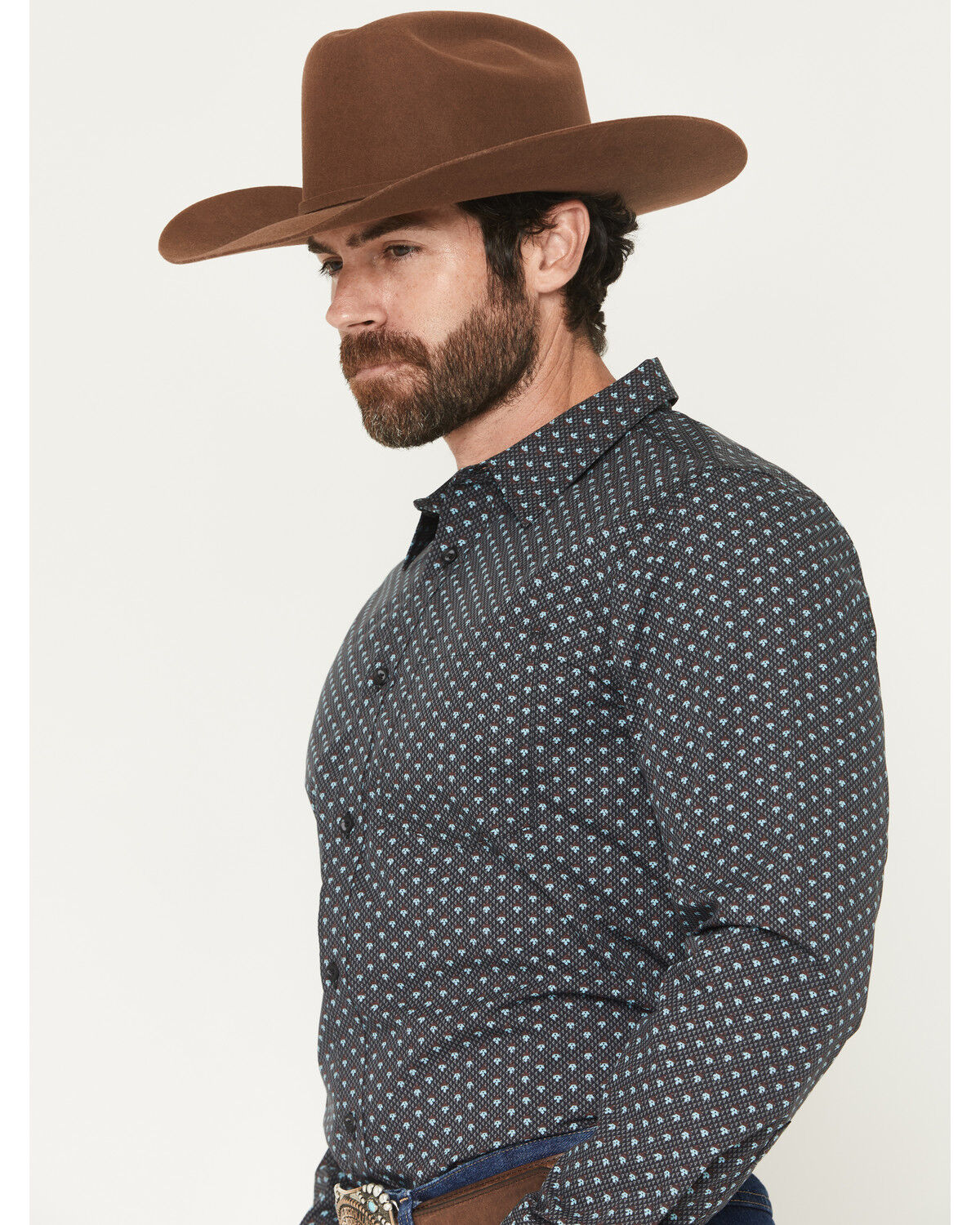 Image #2 - Gibson Trading Co Men's Moonflower Floral Geo Print Long Sleeve Button-Down Western Shirt - Big, Black, hi-res