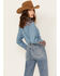 Image #3 - Scully Women's Floral Embroidered Long Sleeve Western Shirt, Blue, hi-res
