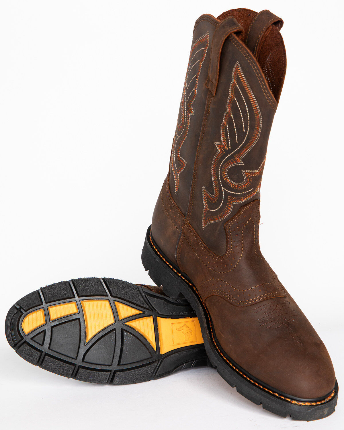 Image #5 - Cody James Men's Mustang Western Pull-On Work Boots - Soft Toe, Brown, hi-res