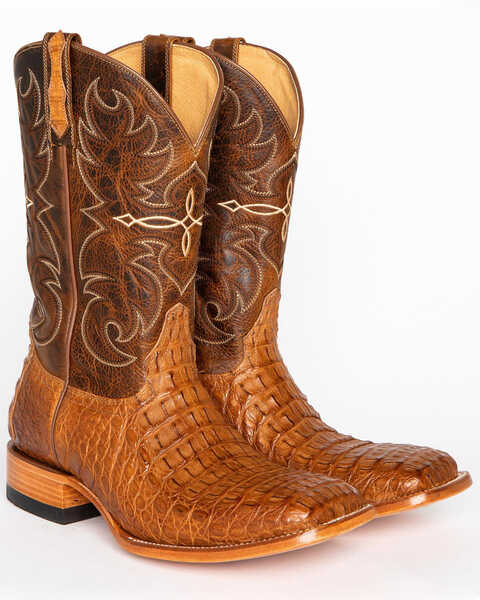 Image #2 - Cody James Men's Burnished Caiman Exotic Boots - Wide Square Toe, Brown, hi-res