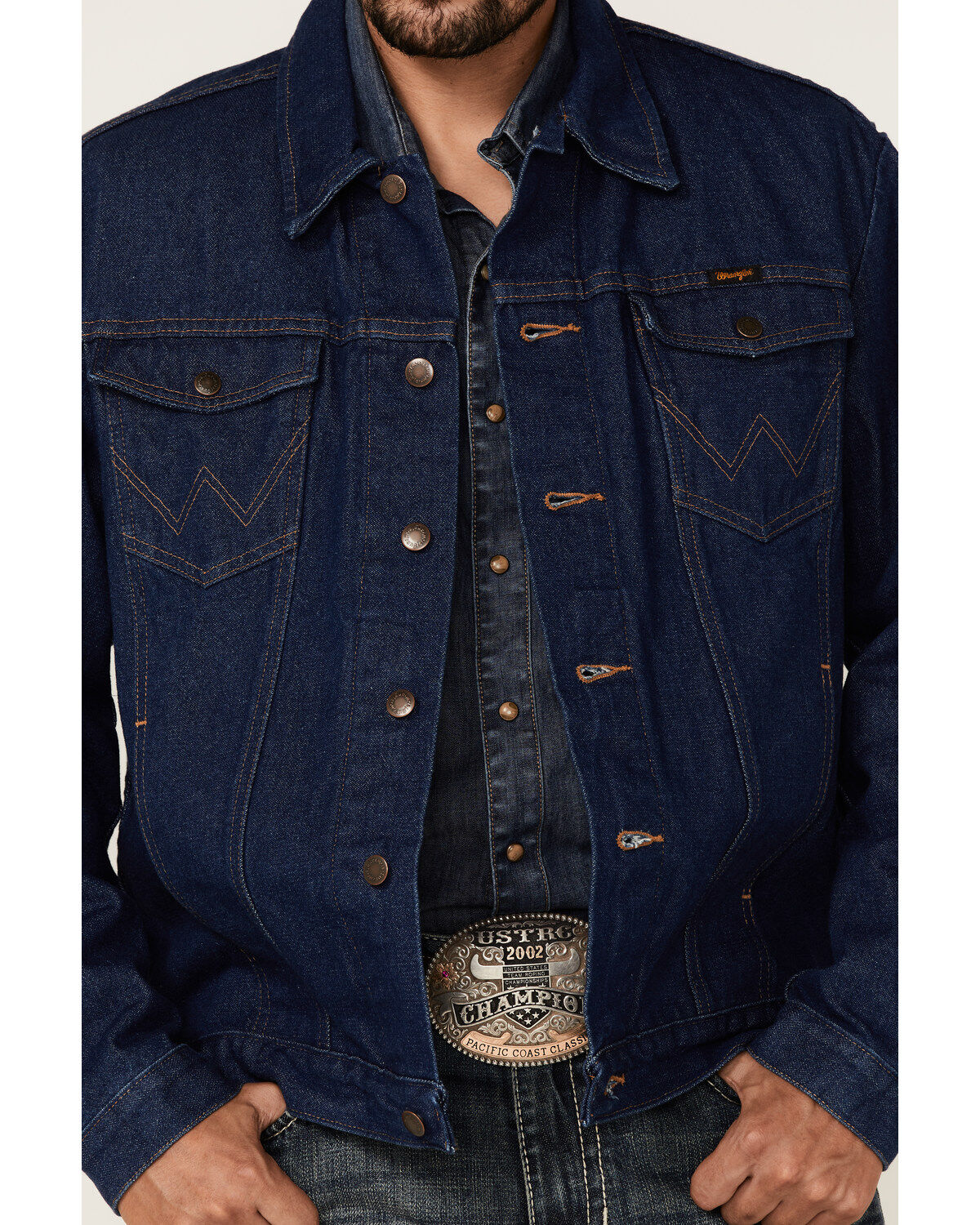 Image #3 - Wrangler Men's Unlined Denim Western Jacket - Tall, Indigo, hi-res