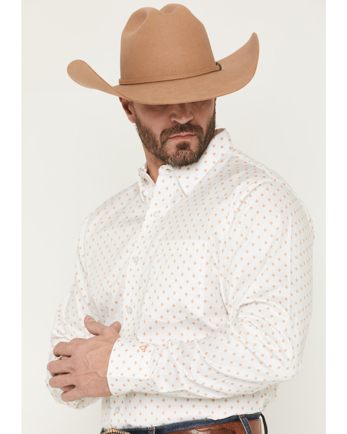 Image #2 - Wrangler X Cody Johnson Men's Medallion Print Long Sleeve Button-Down Western Shirt, White, hi-res