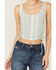 Image #3 - Rock & Roll Denim Women's Chevron Striped Sleeveless Cropped Tank Top , Tan, hi-res