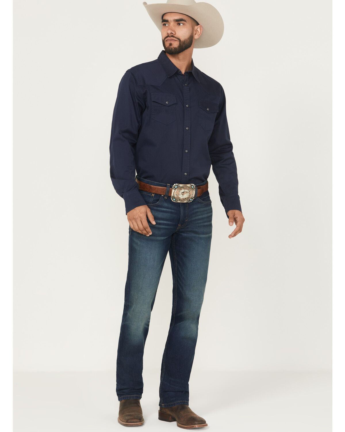 Image #1 - RANK 45&reg; Men's Coyote Wash Ambush Slim Straight Durable Stretch Denim Jeans, Dark Wash, hi-res