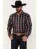 Image #1 - Resistol Men's Horizon Plaid Print Long Sleeve Button-Down Shirt, Dark Blue, hi-res