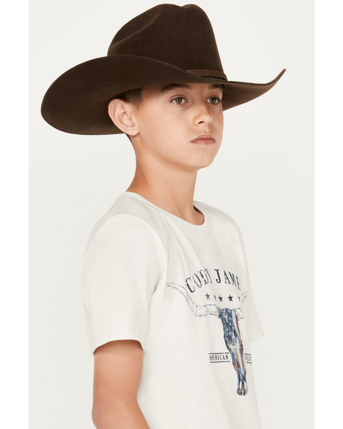 Image #2 - Cody James Boys' CJ Steer Head Short Sleeve Graphic T-Shirt, Ivory, hi-res