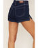 Image #4 - Shyanne Women's Dark Wash High Rise Retro Stripe Shorts, Dark Wash, hi-res