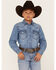 Image #1 - Cody James Boys' Cave Creek Long Sleeve Pearl Snap Western Denim Shirt, Medium Wash, hi-res