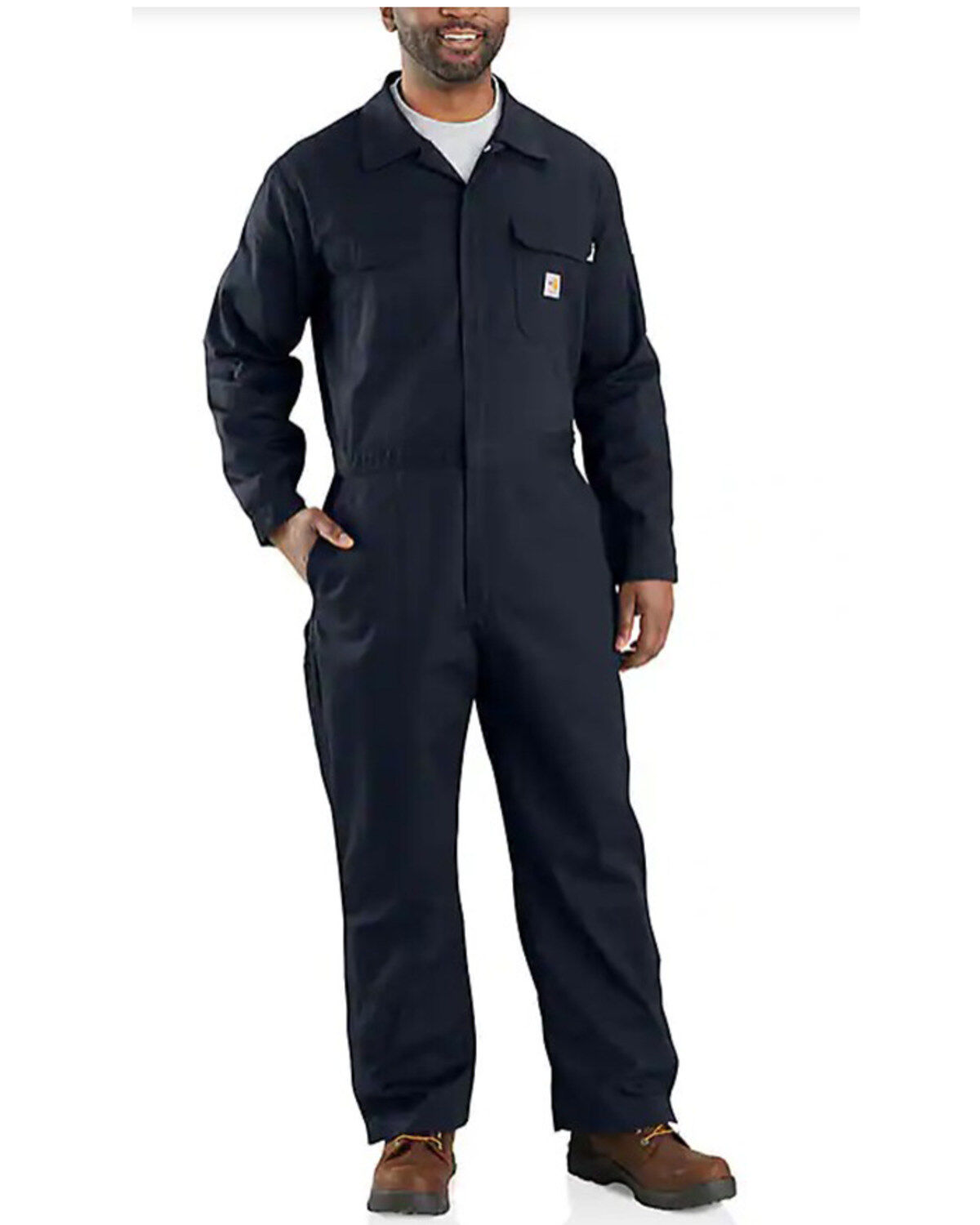 Image #1 - Carhartt Men's FR Loose Fit Twill Coveralls - Big, Navy, hi-res