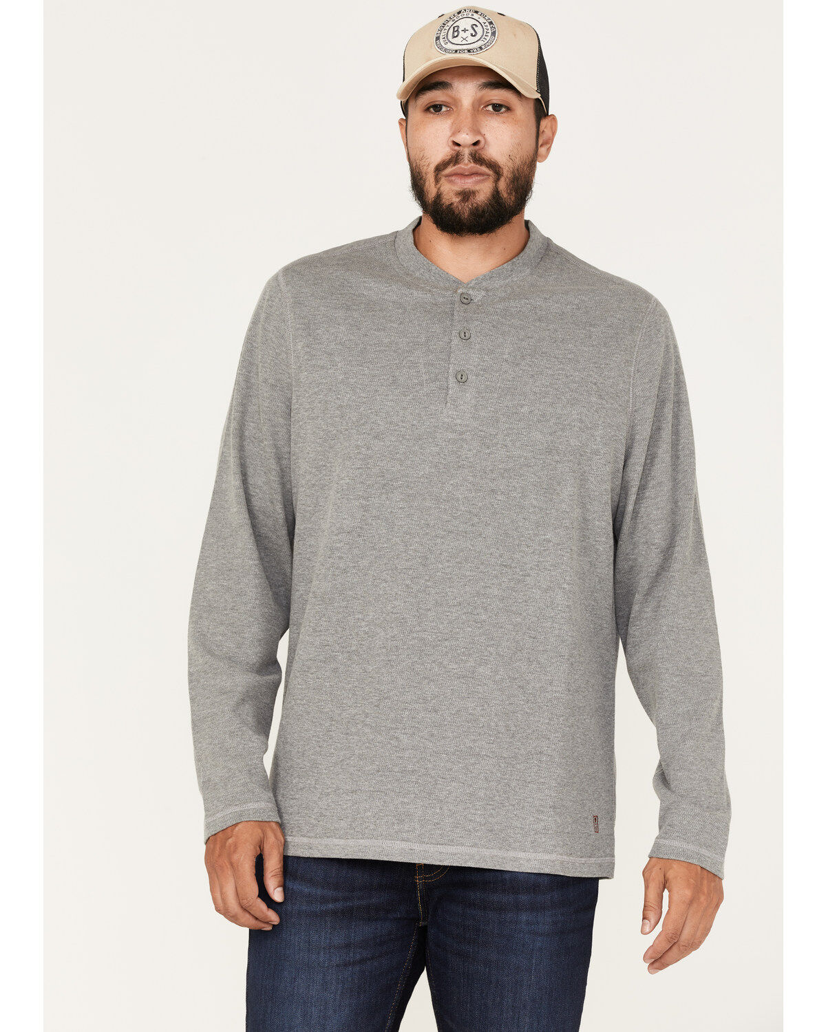 Brothers and Sons Men's Henley Thermal T-Shirt, Charcoal, hi-res