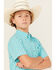 Image #2 - Ariat Boys' Pro Jensen Plaid Print Short Sleeve Button-Down Western Shirt , Turquoise, hi-res