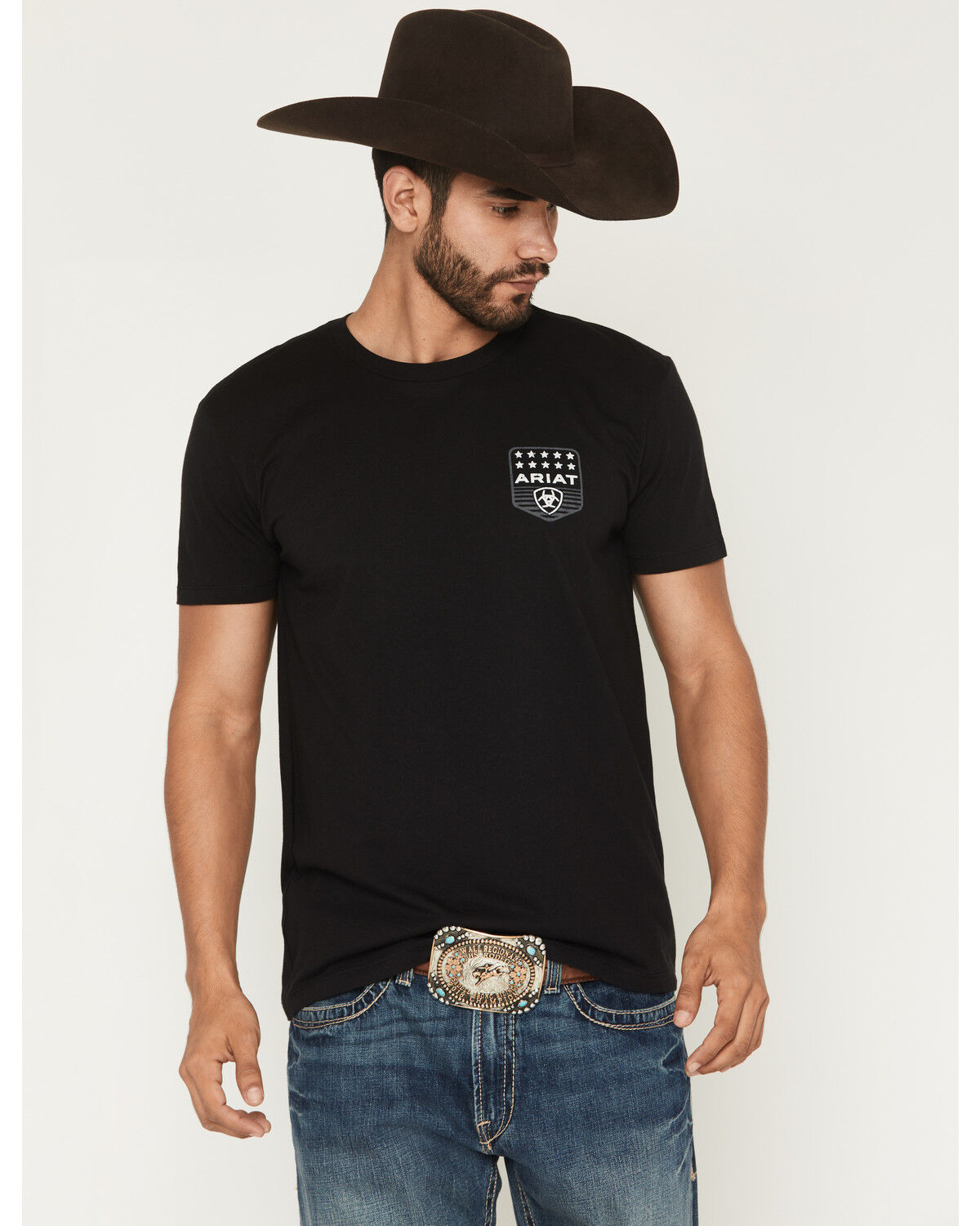 Image #2 - Ariat Men's Patriotic Badge Short Sleeve Graphic T-Shirt, Black, hi-res