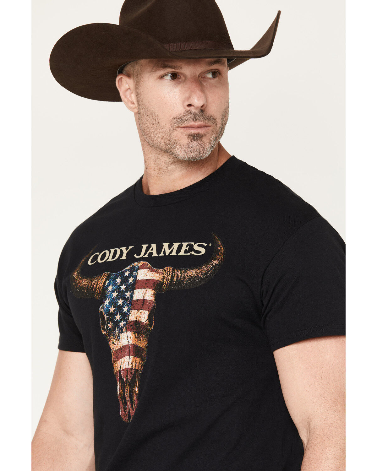 Image #2 - Cody James Men's Americana Steer Short Sleeve Graphic T-Shirt, Black, hi-res