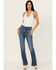 Image #1 - Levi's Women's Dark Wash Wait High Rise 725 Slit Hem Stretch Bootcut Jeans, Dark Wash, hi-res