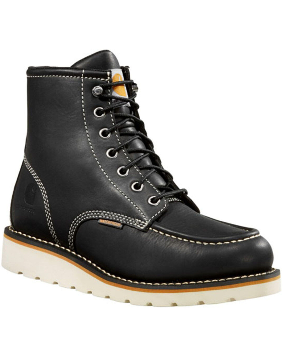 Image #1 - Carhartt Women's Black Wedge Sole Waterproof Work Boots - Soft Toe, Black, hi-res