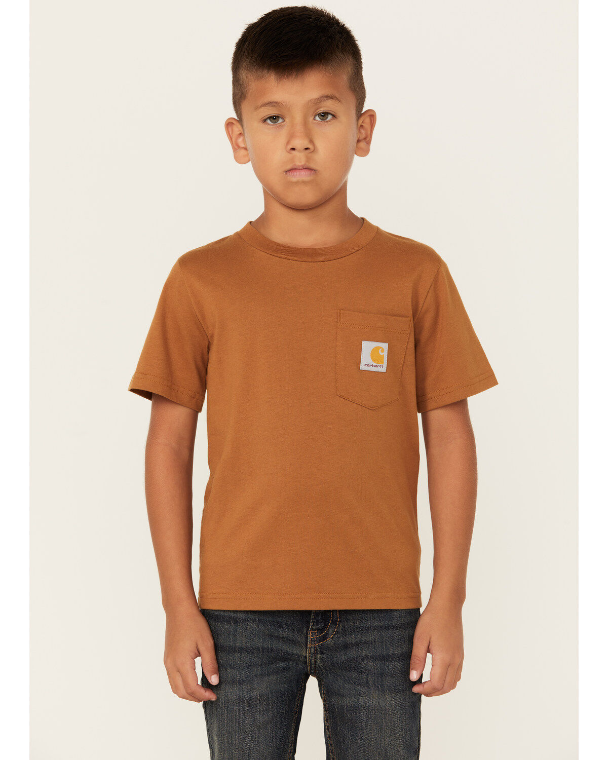 Carhartt Little Boys' Logo Short Sleeve Pocket T-Shirt, Medium Brown, hi-res