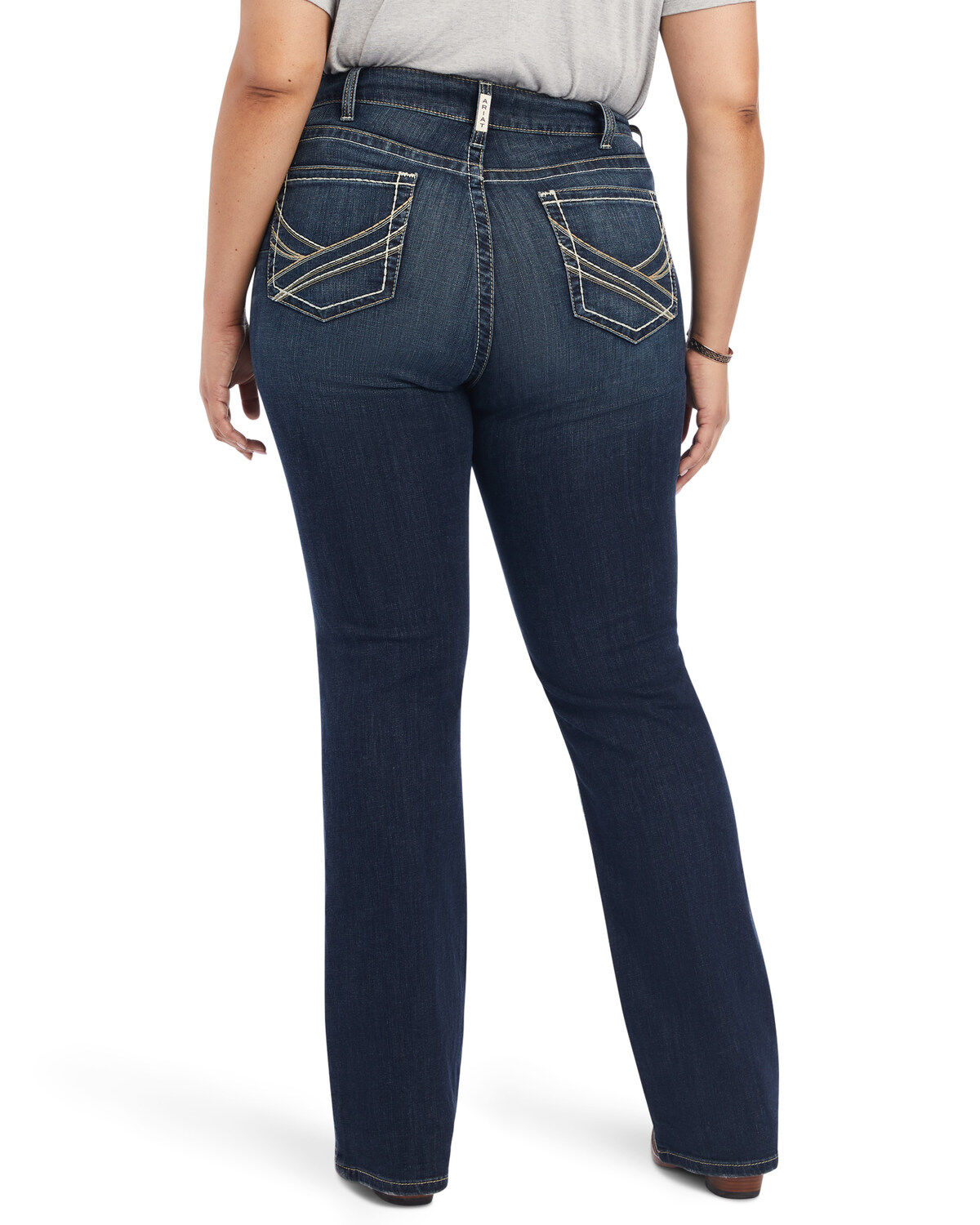 Image #2 - Ariat Women's R.E.A.L. Medium Wash Mid Rise Lexi Slim Stretch Bootcut Jeans - Plus, Blue, hi-res
