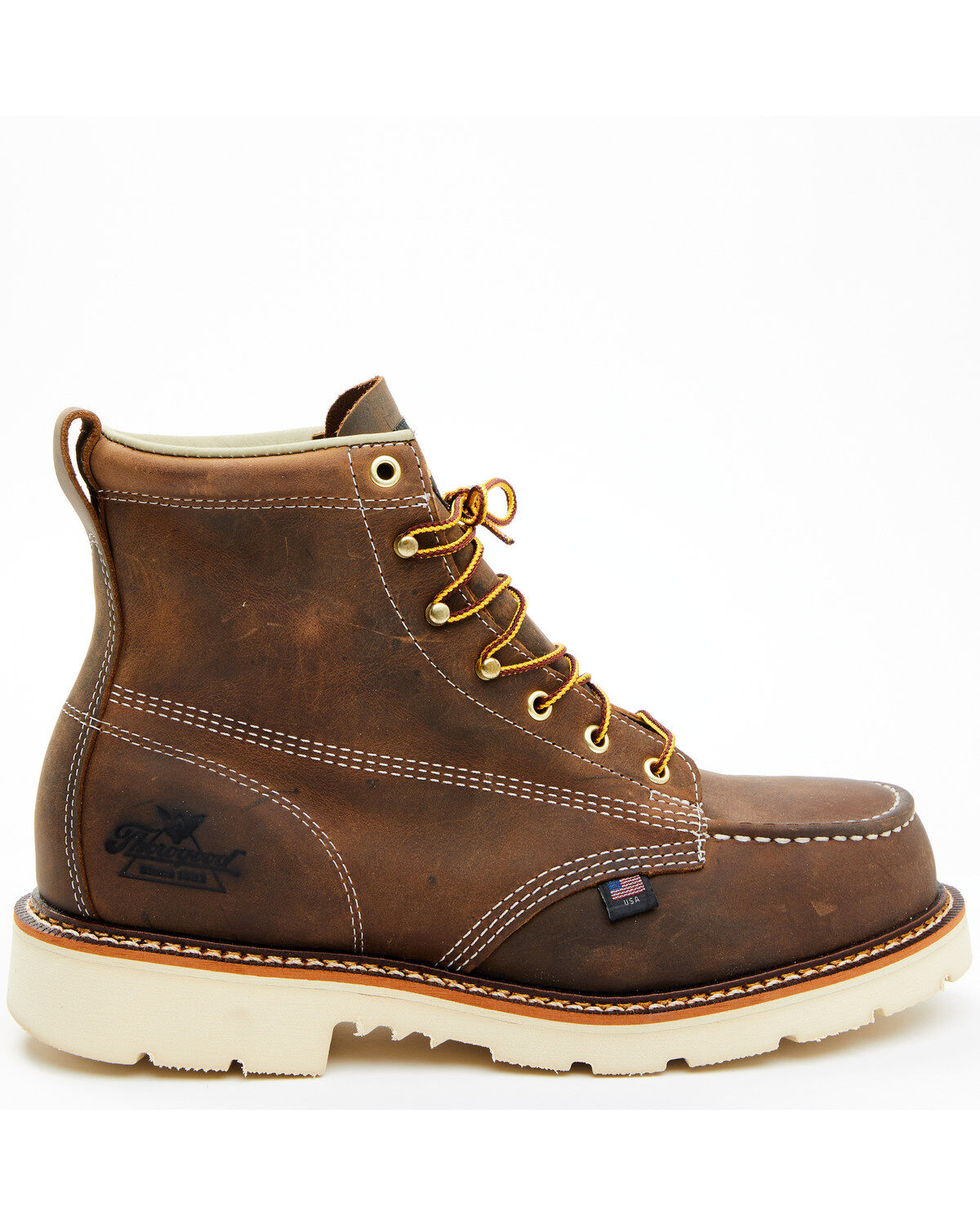 Image #2 - Thorogood Men's 6" American Heritage Classics USA Work Boots - Steel Toe, Brown, hi-res