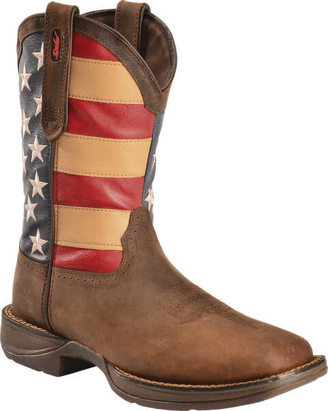 Image #1 - Durango Men's Patriotic Square Toe Western Boots, Brown, hi-res