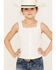 Image #1 -  Shyanne Girls' Eyelet Button Front Tank Top, White, hi-res